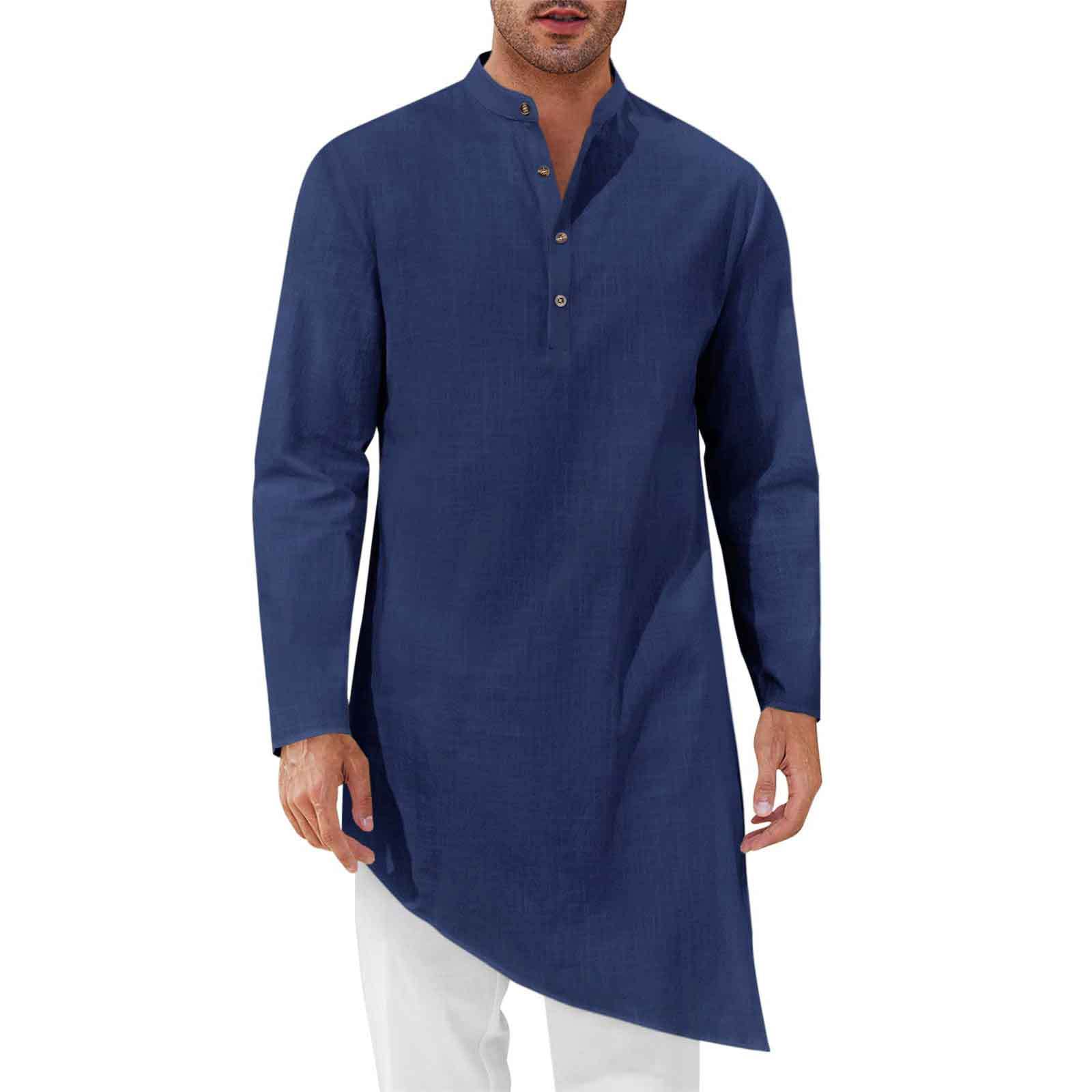 Kurta Men Cotton - Minimalist Uzun Gömlekler Erkek Gömleği Robe
