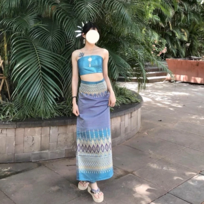 Batik Sarong Wrap - Kadınların Tayland geleneksel kıyafetleri 2 takım