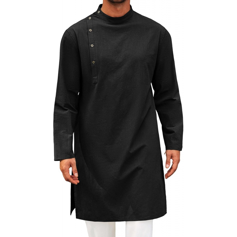 Kurta Men Cotton - Erkek Kaftan Thobe Robe Uzun Kollu