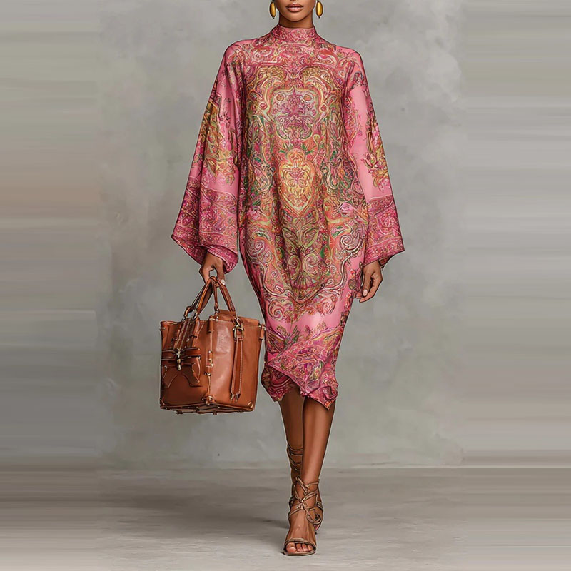 Ethnic Fashion Runway - Korneli kollu, bol kesim, günlük tatil