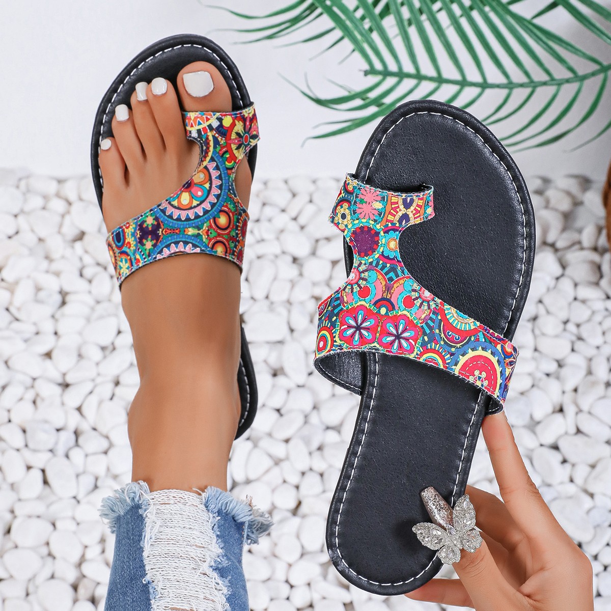 Women'S Ethnic Fashion Brands - Geniş Kalıp Etnik Desenli Düz Kadın