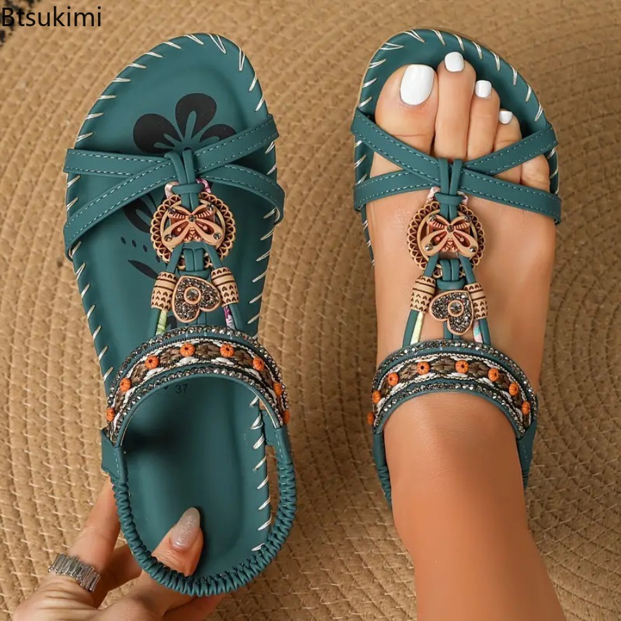 Ethnic Fashion For Women - Kadın Bohemian Sandalet Açık Plaj Elbise