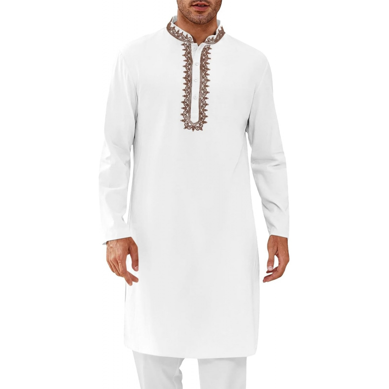 Kurta Men Cotton - Erkek Kaftan Thobe Pamuklu Henley Gömlek