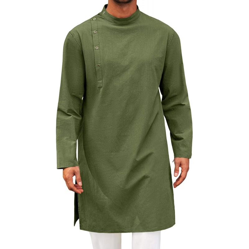 Kurta Men Cotton - Erkek Kaftan Thobe Robe Uzun Kollu