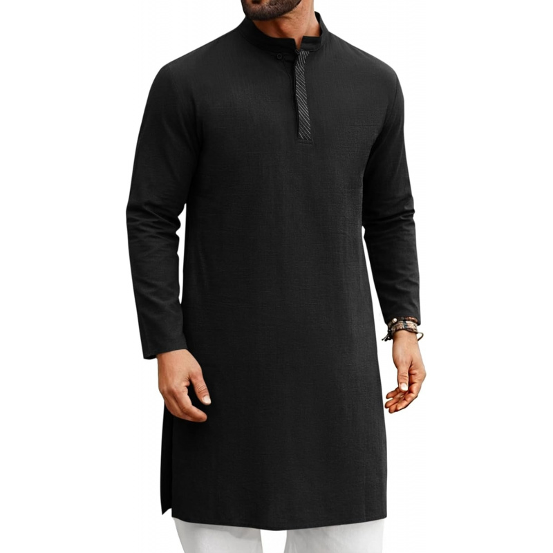 Kurta Men Cotton - Erkek Kaftan Tövbe Uzun Kollu Günlük