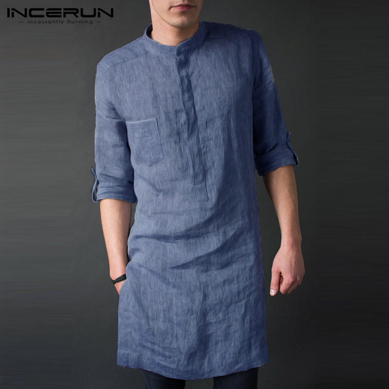 INCERUN erkek Uzun Kollu Midi  - Kurta Men Cotton incelemesi ve fiyatı