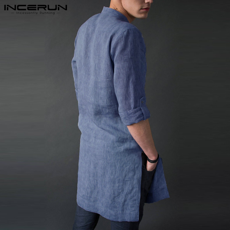 INCERUN erkek Uzun Kollu Midi  - Kurta Men Cotton incelemesi ve fiyatı