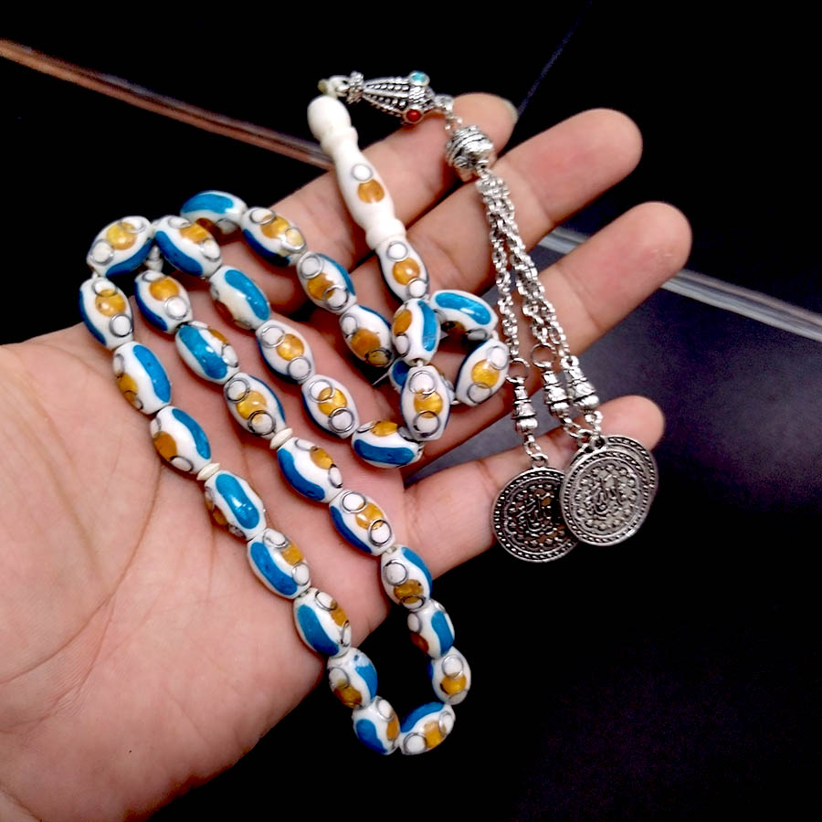 Mavi çizgili deve kemiği tesbi - Ethnic Fashion Online incelemesi ve fiyatı