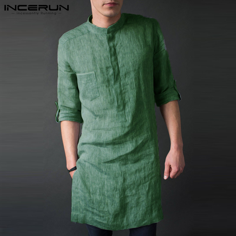 INCERUN erkek Uzun Kollu Midi  - Kurta Men Cotton incelemesi ve fiyatı