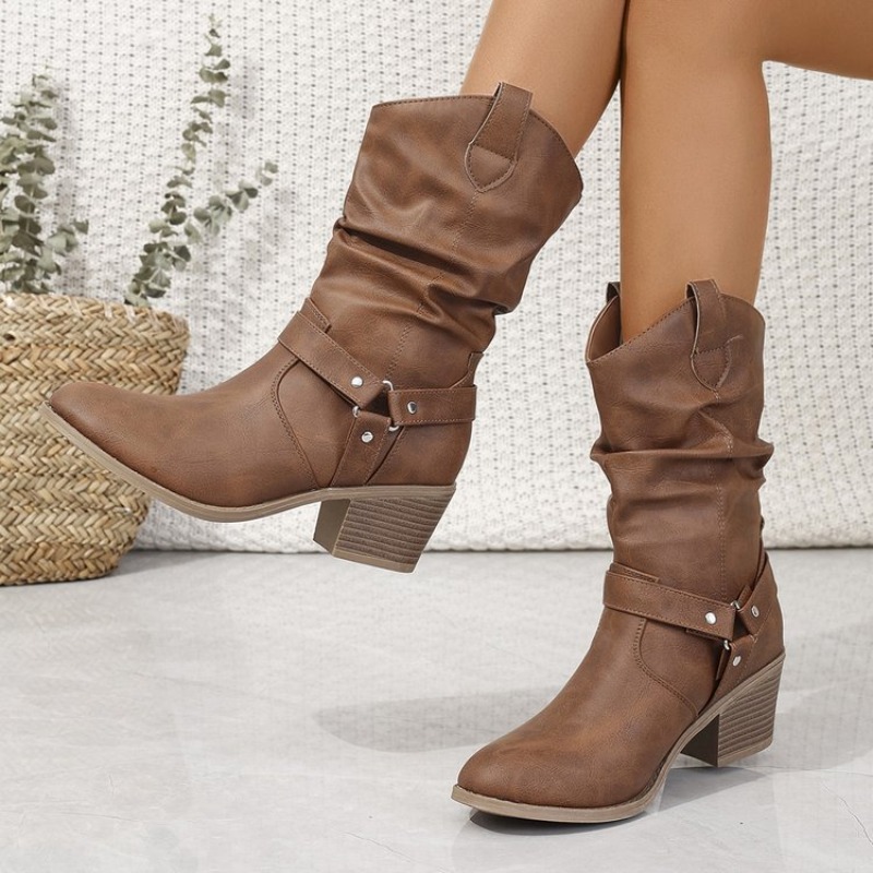 Bayan Orta Buzağı Çizmeler Ret - Ethnic Fashion For Women incelemesi ve fiyatı